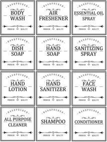 img 4 attached to Premium White Waterproof Labels for Farmhouse Bottles - Hand Soap, Lotion, Shampoo & Conditioner - Removable and Durable Stickers for Bathroom/Kitchen Dispensers - 12 Pack