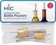 hic kitchen stainless steel bottle stopper pourer set of 2 with flip-top lid logo
