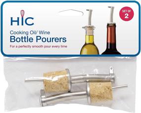 img 4 attached to HIC Kitchen Stainless Steel Bottle Stopper Pourer Set of 2 with Flip-Top Lid