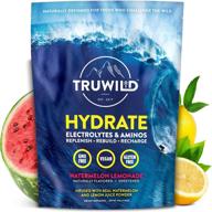 🍹 truwild hydrate: electrolyte + amino acids post-workout drink mix for recovery & immune support, with vitamin c, zinc, and magnesium – natural lemon & watermelon juice flavor, vegan and non-gmo logo