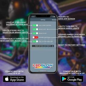 img 1 attached to 🏍️ Enhance Your Motorcycle's Aesthetics with LEDGlow 8pc Bluetooth Advanced Million Color LED Motorcycle Accent Underglow Lighting Kit - Control the Lights through Smartphone App - Experience Dual Zone & Brake Lights Feature - Waterproof Control Box - Adaptable Multi-Color Flexible Strips