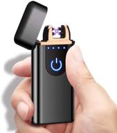 🔥 usb rechargeable electric double arc plasma lighter - windproof, flameless, cool for camping, hunting, backpacking, hiking, firestarter, survival, edc etc. (black) logo