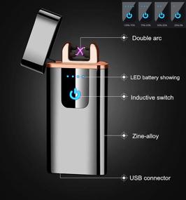 img 1 attached to 🔥 USB Rechargeable Electric Double Arc Plasma Lighter - Windproof, Flameless, Cool for Camping, Hunting, Backpacking, Hiking, Firestarter, Survival, EDC etc. (Black)