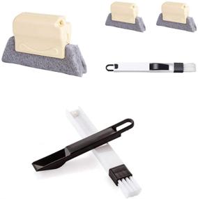 img 4 attached to 🪟 4PCS Mengwen Window Groove Cleaning Brush Kit - Ultimate Magic Brush for Fast & Efficient Cleaning of All Window Corners and Crevices, Includes 3pcs Window Cleaning Brushes (Beige3) and 1pcs Dustpan