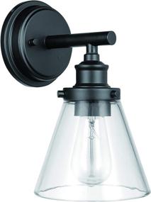 img 4 attached to 🏡 Stylish Matte Black Outdoor Wall Sconce for Home - Ravenna Brand with Clear Glass Shade and Vintage Edison Bulb Included, 11&#34;H