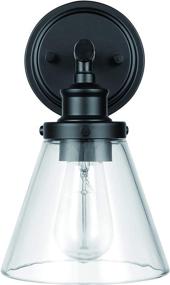 img 3 attached to 🏡 Stylish Matte Black Outdoor Wall Sconce for Home - Ravenna Brand with Clear Glass Shade and Vintage Edison Bulb Included, 11&#34;H