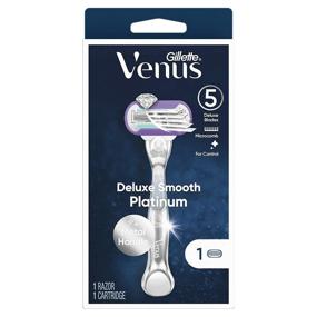 img 4 attached to 🪒 Enhanced Gillette Venus Deluxe Smooth Platinum Women's Razor Set - Handle + 1 Blade Refill (435104)