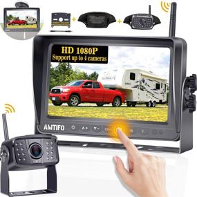 img 4 attached to 📷 AMTIFO A8 HD 1080P Беспроводная камера заднего вида с Bluetooth для автомобилей RV и прицепов - 7-дюймовый монитор DVR, адаптер для самостоятельной установки совместимый с предварительно проведенными RV (Furrion)