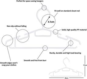 img 3 attached to 👶 ilauke 60 Pack Non-Slip White Tubular Children's Hangers: Ideal for Kids, Babies, Infants, and Toddlers - 12 Inch Size with Plastic Hanger Straps