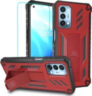 premium red jxvm case for oneplus nord n200 5g: full body shockproof rugged cover with screen protector and built-in kickstand logo