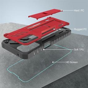 img 2 attached to Premium Red JXVM Case for OnePlus Nord N200 5G: Full Body Shockproof Rugged Cover with Screen Protector and Built-in Kickstand