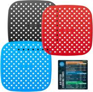 🍟 lotteli reusable silicone air fryer liners 3 pack with bonus air fryer magnet cheat sheet - easy to clean non stick airfryer accessories - parchment paper replacement - 8.5" square logo