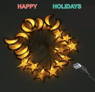 🌟 gold moon star led string lights usb - festive party decoration, safe & cool indoor decor for holidays, birthdays, and special occasions - includes 20pcs/set (gold-ww) логотип