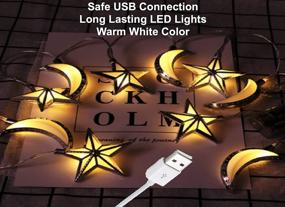 img 3 attached to 🌟 Gold Moon Star LED String Lights USB - Festive Party Decoration, Safe & Cool Indoor Decor for Holidays, Birthdays, and Special Occasions - Includes 20PCS/Set (Gold-WW)