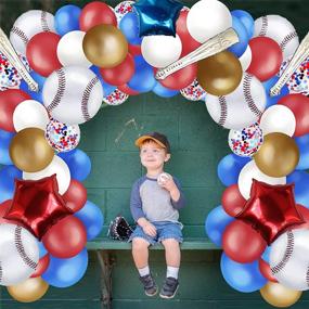 img 3 attached to 🎈 Baseball Balloon Garland Arch Kit - Wecepar 128pcs Metallic Gold Star Baseball Blue Red White Confetti Balloons - Party Supplies Decorations for Birthday, Baby Shower, Baseball Theme Party