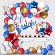 🎈 baseball balloon garland arch kit - wecepar 128pcs metallic gold star baseball blue red white confetti balloons - party supplies decorations for birthday, baby shower, baseball theme party логотип