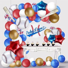 img 4 attached to 🎈 Baseball Balloon Garland Arch Kit - Wecepar 128pcs Metallic Gold Star Baseball Blue Red White Confetti Balloons - Party Supplies Decorations for Birthday, Baby Shower, Baseball Theme Party