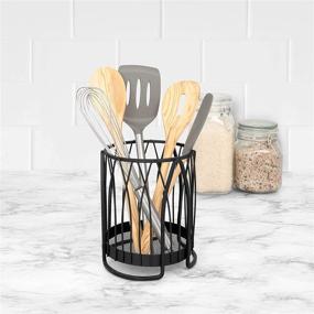 img 1 attached to 🔪 Spectrum Diversified Twist Round Holder & Kitchen Countertop Organizer: Efficient Kitchen Organization & Storage Solution, Cutlery & Flatware Caddy, Black