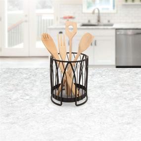 img 2 attached to 🔪 Spectrum Diversified Twist Round Holder & Kitchen Countertop Organizer: Efficient Kitchen Organization & Storage Solution, Cutlery & Flatware Caddy, Black