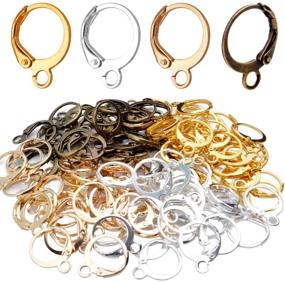 img 4 attached to 🌈 120 hypoallergenic earring hooks - Brass lever back ear wires with open loop for earring designs and jewelry making, available in 4 vibrant colors