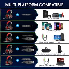 img 1 attached to 🎧 Gaming Headset Xbox/PS4/PS5/PC/Mac – 50mm Dual Driver Stereo Surround Sound, Red LED, Mic, Noise Cancelling, Over Ear Headphones