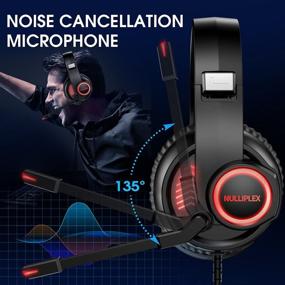 img 2 attached to 🎧 Gaming Headset Xbox/PS4/PS5/PC/Mac – 50mm Dual Driver Stereo Surround Sound, Red LED, Mic, Noise Cancelling, Over Ear Headphones