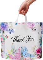 floral thank plastic handle shopping logo