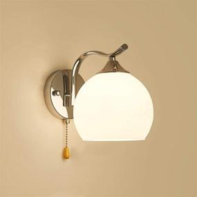 img 4 attached to Contemporary LED Wall Sconce with Pull Chain Switch for Home Living Room Bathroom Staircase Hallway - Mobestech Modern Globe Lampshade