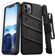 📱 zizo bolt cover - case for iphone 11 pro with military grade, glass screen protector, kickstand, holster - black logo