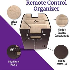 img 1 attached to Kyle Matthews Designs TV Remote Control Holder Caddy: Rotating Base with Multiple Compartments for Bedside Organization and Nightstand Storage