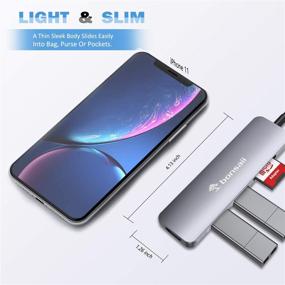 img 1 attached to 🔌 USB C Hub HDMI Adapter for MacBook Pro 2019/2018/2017 | 5-in-1 USB Type C Hub with 4K HDMI, SD/TF Card Reader, and 2 USB 3.0 Ports