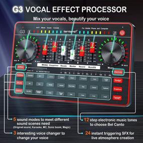 img 3 attached to Окончательный набор для подкастов "Ultimate Podcast Microphone Sound Card Kit": полный комплект оборудования студийного конденсатора для качественных трансляций, игр, записи, пения, Tiktok, YouTube.