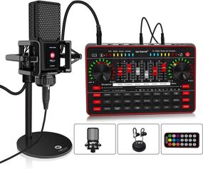 img 4 attached to Окончательный набор для подкастов "Ultimate Podcast Microphone Sound Card Kit": полный комплект оборудования студийного конденсатора для качественных трансляций, игр, записи, пения, Tiktok, YouTube.