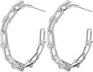 💎 14k gold/white gold link hoop earrings for women - stylish chain hoop earrings for girls (dia.20mm) logo