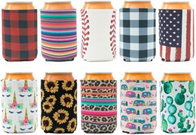 img 4 attached to 10 Pack Beer Can Sleeves | Beverage Can Coolers | Drink Cooler Sleeves for Cans and Bottles | Trendy Fashion Styles