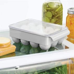 img 3 attached to Convenient and Space-saving: mDesign Stackable Plastic Covered Egg Tray Holder - Holds 12 Eggs - Gray/Clear