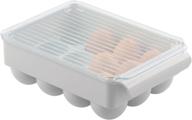 convenient and space-saving: mdesign stackable plastic covered egg tray holder - holds 12 eggs - gray/clear логотип