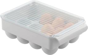 img 4 attached to Convenient and Space-saving: mDesign Stackable Plastic Covered Egg Tray Holder - Holds 12 Eggs - Gray/Clear