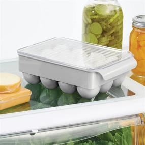 img 2 attached to Convenient and Space-saving: mDesign Stackable Plastic Covered Egg Tray Holder - Holds 12 Eggs - Gray/Clear