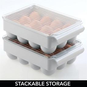 img 1 attached to Convenient and Space-saving: mDesign Stackable Plastic Covered Egg Tray Holder - Holds 12 Eggs - Gray/Clear