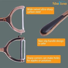 img 3 attached to 🔪 Shelline Rose Brown Vintage Fruit & Vegetable Peeler - Ultra Sharp Stainless Steel Kitchen Tool for Easy and Safe Veggie and Potato Peeling, Ergonomic Design, Easy to Clean