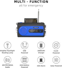 img 3 attached to 🌞 Солнечная ручная NOAA погодная радиостанция SUNGLIFE с банком мощности 2000 мАч и USB-зарядкой, фонариком, настольной лампой, сигналом SOS - синий