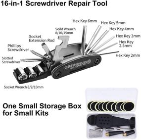 img 2 attached to 🚲 Bike Tire Repair Tool Kit: Mini Gauge Hand Pump with 210PSI Air Pump, 16-in-1 Multi-Fix Tools, Tire Puncture Repair Kit, Cycling Seat Pack Included