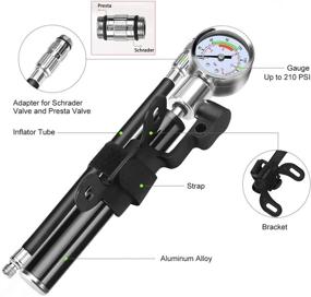 img 4 attached to 🚲 Bike Tire Repair Tool Kit: Mini Gauge Hand Pump with 210PSI Air Pump, 16-in-1 Multi-Fix Tools, Tire Puncture Repair Kit, Cycling Seat Pack Included