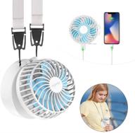 🌬️ stay cool and hands-free anywhere with our handfan personal necklace fan – 2600mah power bank, make-up mirror, rechargeable, portable, and foldable – perfect for travel, outdoors, and office (white) logo