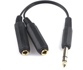 img 4 attached to 🎧 Devinal 6.35mm (1/4") Stereo Plug Male to Dual 6.35mm (1/4") Female Cable - Gold Plated Audio Stereo Cord, Y Splitter Adapter | 6-Inch (20cm)