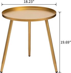 img 3 attached to 🌼 HollyHOME Small Round End Table: Modern Metal Waterproof Outdoor/Indoor Side Table for Small Spaces - Contemporary Nightstand/Sofa Coffee Table, Gold, 19.69" H x 18.11" D