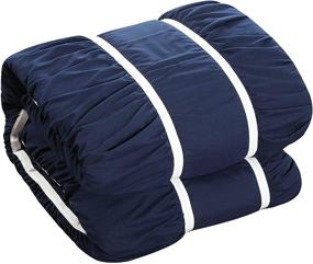 img 2 attached to Chic Home Cheryl Comforter Set with Pleated Ruched Ruffled 🛏️ Bedding, Sheet Set, and Decorative Pillows Shams Included - Queen Size (Navy)
