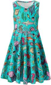 img 4 attached to Stylish RAISEVERN Girls Sleeveless Dress for Casual & Party Wear: Printed Swing Sundresses for Kids 4-13 Years