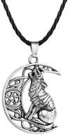 🌙 moon crescent wolf pendant necklace: a personalized viking celtic wolf animal tribal totem necklace for women, men, and teens – perfect birthday gift jewelry logo